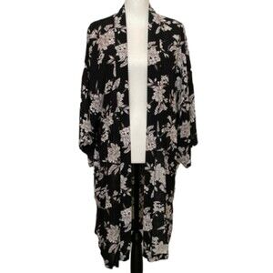 Spiritual Gangster Floral Kimono Duster Oversized Tie Front Cover Up OS Midi